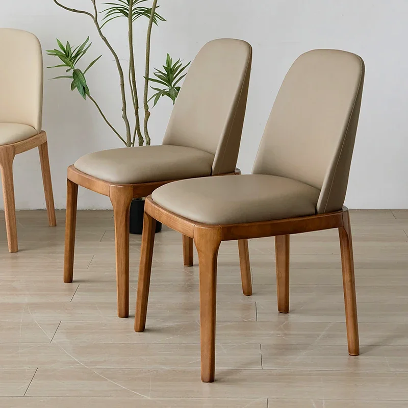 2pcs Nordic Solid Wood Kitchen Chairs for Home Use Modern Simple Dining Room Chair Wooden Style Homestay Soft Bag Backrest Chair