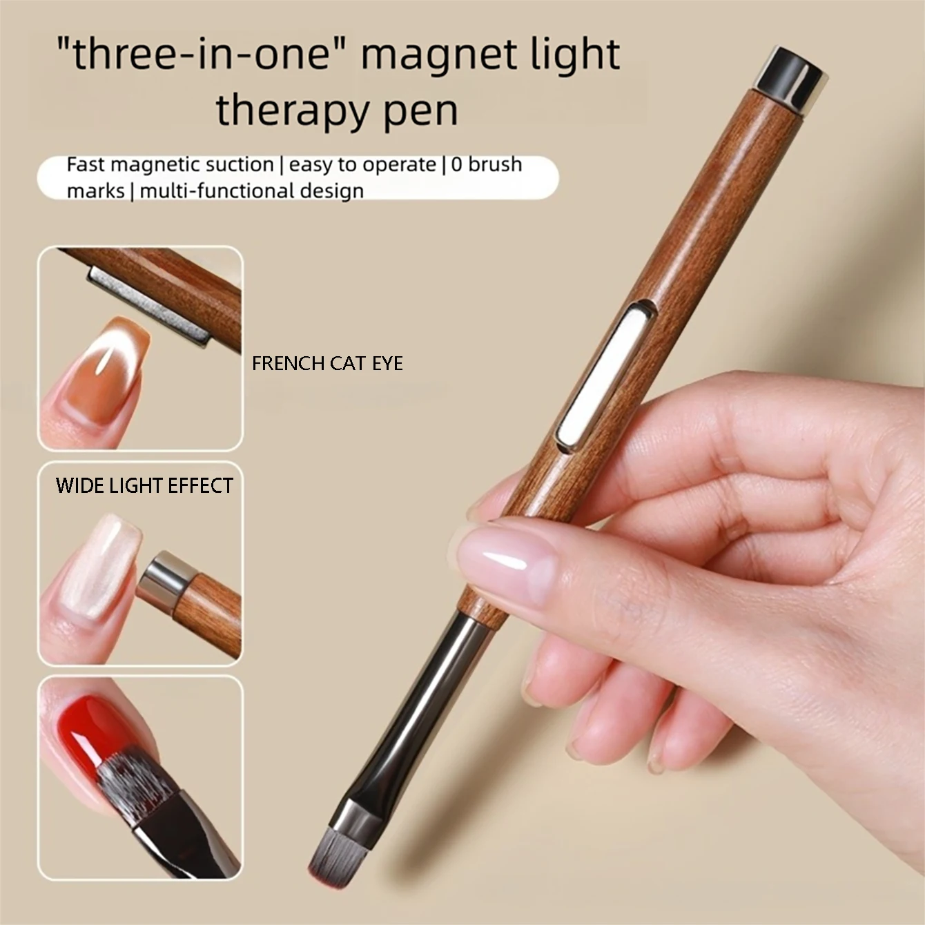 2026 New 3-in-1 Magnetic Light Therapy Pen Ultra-thin Brushless Cat Eye Nail Gel Magnetic Pen Nail Powerful Supplies Manicure