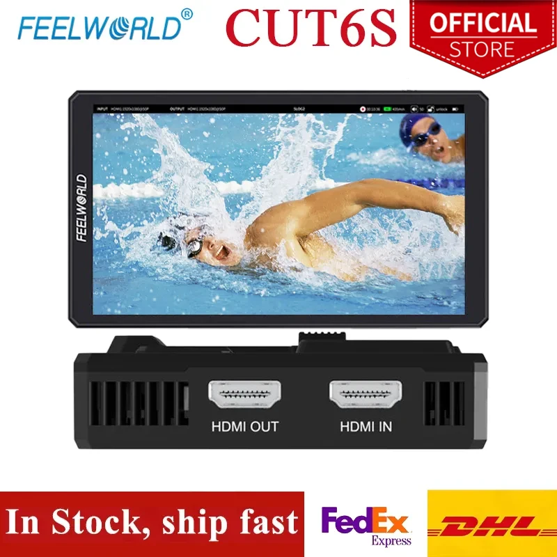 FEELWORLD CUT6S 6-calowy 4K 3G-SDI/HDMI ekran dotykowy rejestrator na ekran aparatu/Monitor 3D LUT obsługa nagrywania na żywo