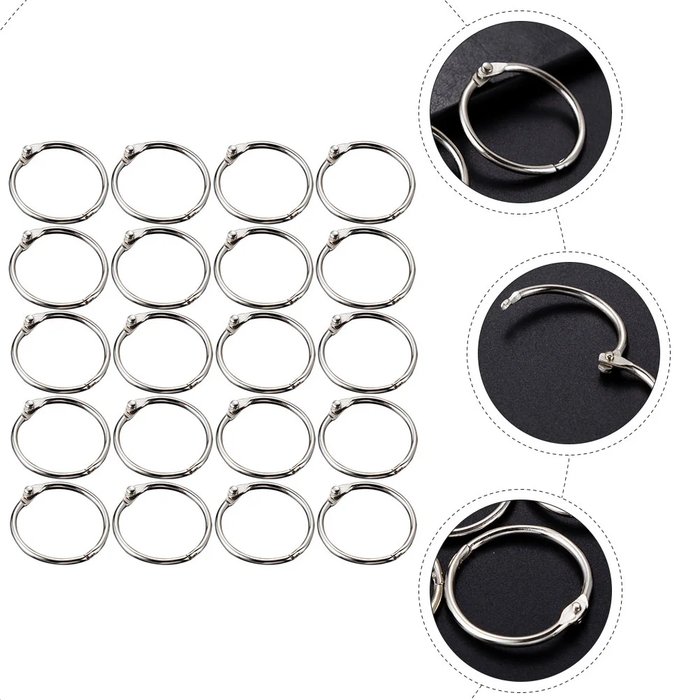 50 Pcs Key Ring Metal Rings Photo Album Scrapbook Hinged Buckle Keyring Journal Articulated Office Loose Leaf Large