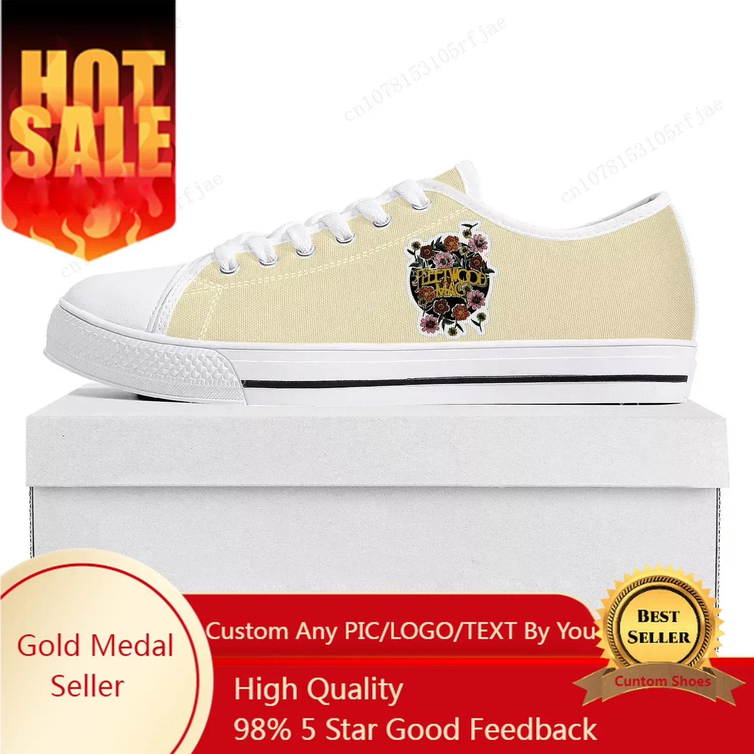 Fleetwood Mac Pop Rock Band Zapatillas bajas para hombre, mujer, adolescente, zapatillas de lona, par de zapatos, zapato personalizado blanco