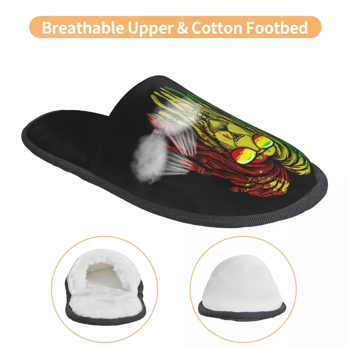 مخصص موسيقى الريغي الأسد الجامايكي العلم الراستا راستافاري لينة رغوة الذاكرة شبشب منزل المرأة دافئ دافئ المضادة للانزلاق النعال #3