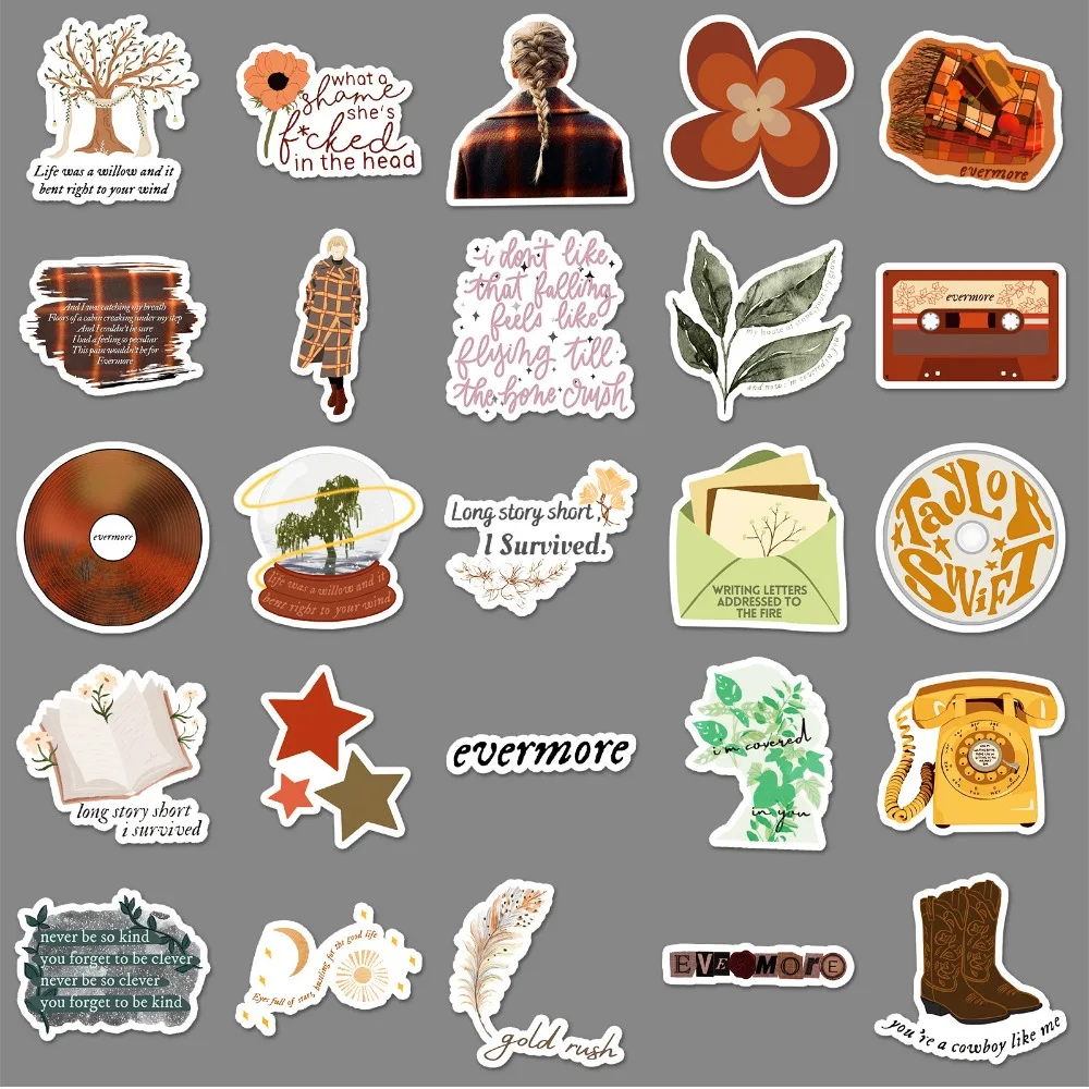 10/50 قطعة ألبوم المغني الفولكلور Evermore ملصق DIY بها بنفسك الأمتعة المحمول دراجة نارية أنت رعاة البقر مثلي ملصقات مروحة الحائط مكتب