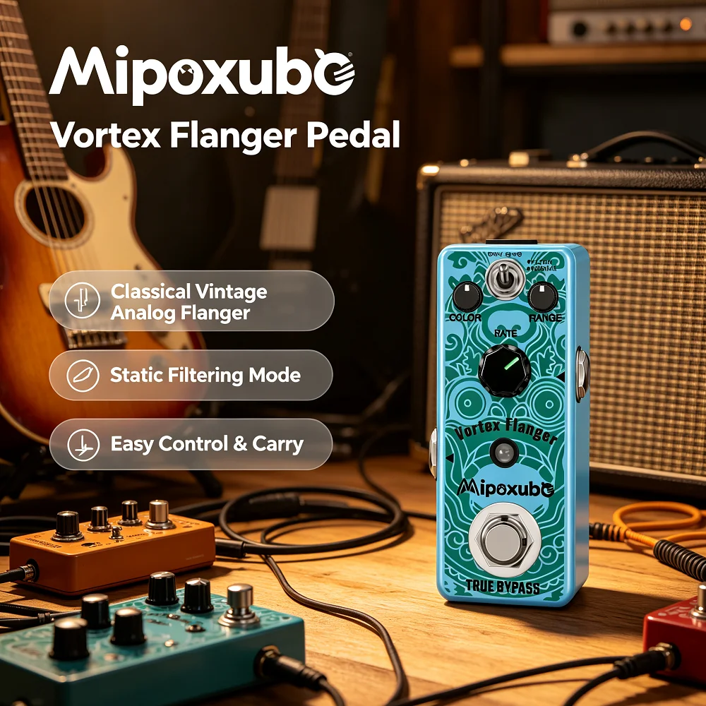 Mipoxube Vortex Flanger Effect Pedal Mini Classic Vintage Flange Effector for Electric Guitar True Bypass Guitar Accessories