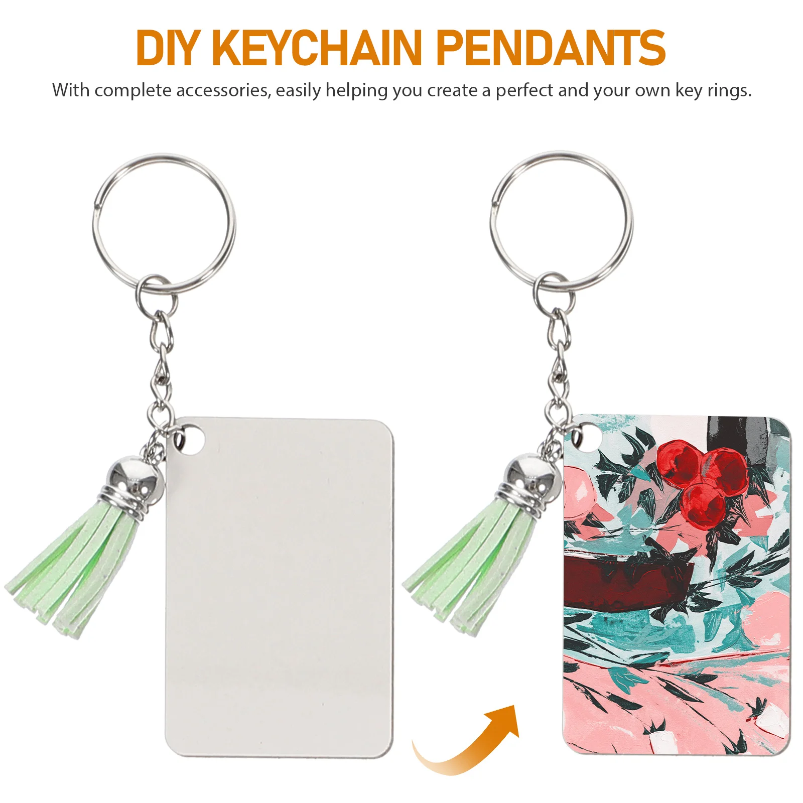 

20 Sets Key Chain Pendant Hanging Decors Heat Transfer Keychain Chains Portable Crafts Sublimation Blank Mdf