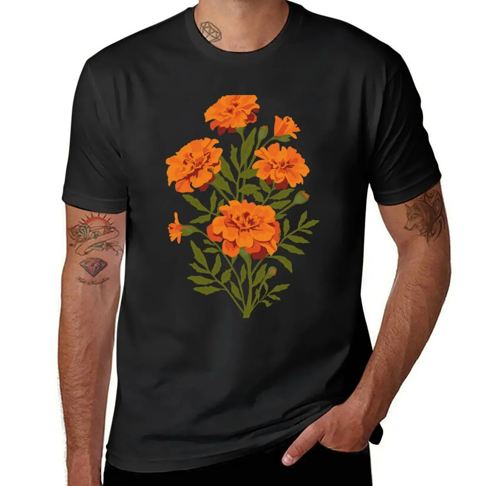 Marigold Flowers T-Shirt plain cute tops shirts graphic tees mens designer clothes