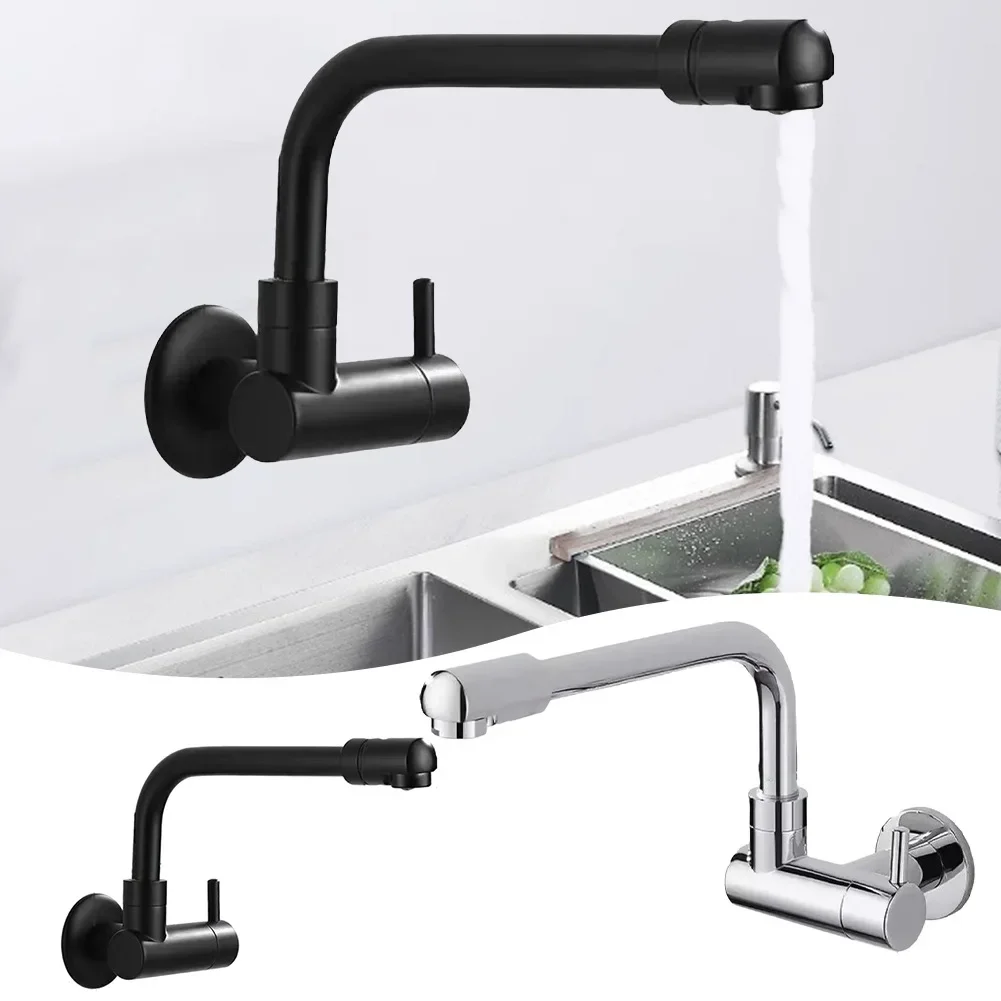 Swivel Kitchen Faucet Wall Mounted Sink Faucet Kitchen Cold Water Tap Single Handle Extension Bathroom Washing Basin Faucet