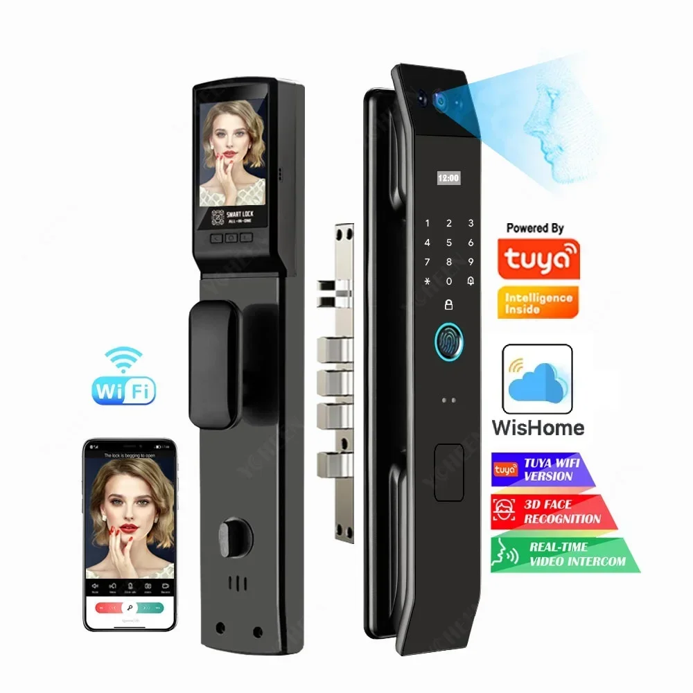 

Tuya Wifi Biometric 3d Face Recognition Smart Lock Fingerprint Password Digital Electronic Smart Lock Key Card Intelligent Lock