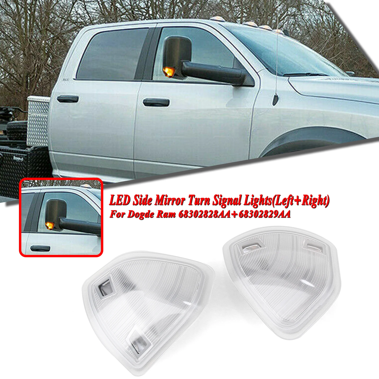 2PCS Car Rearview Mirror Turn Signal Light LED Marker Lamp Tow Indicator For Dodge Ram 1500 2500 3500