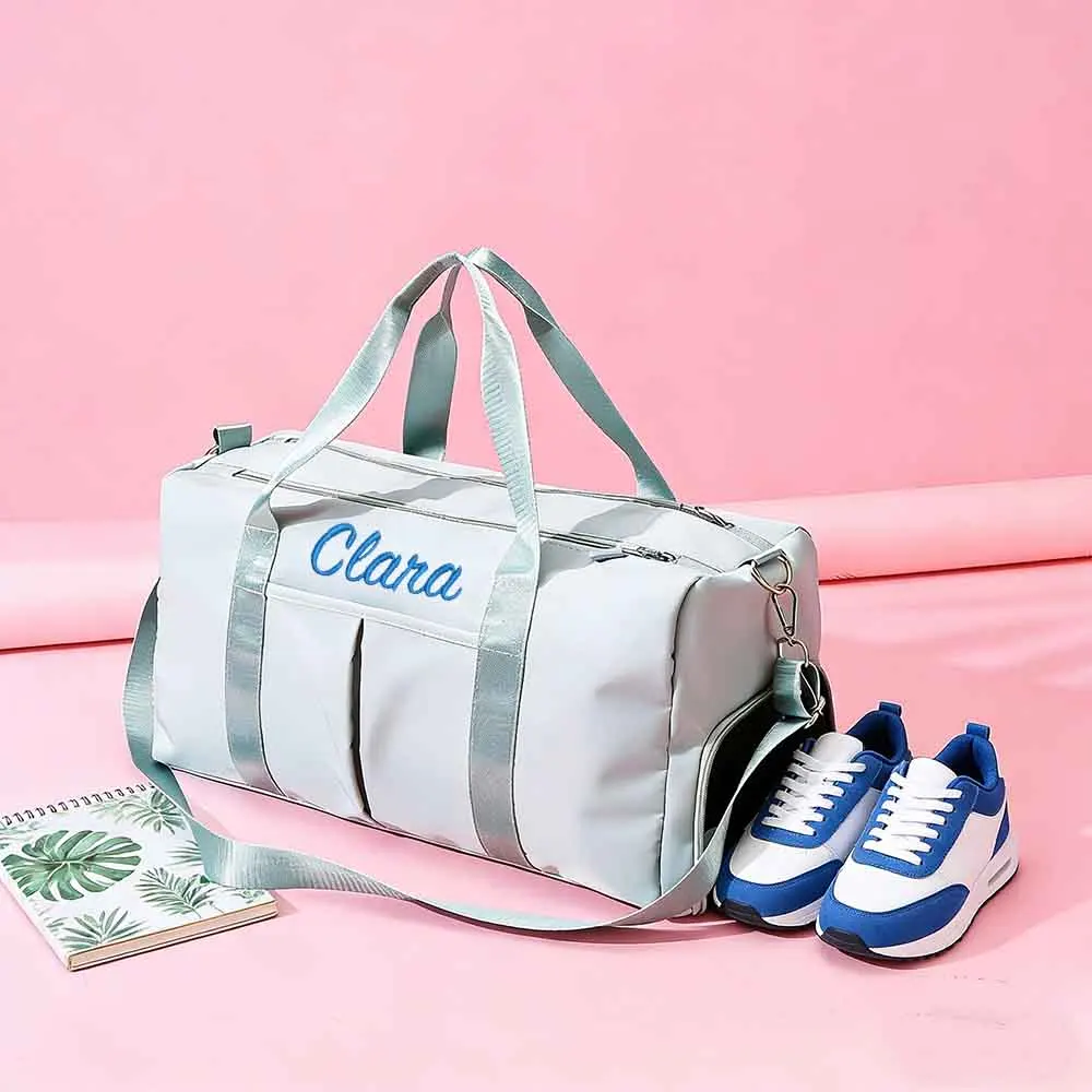 Handmade Custom Outdoor Travel Bag,Large Capacity Dry Wet Separation Fitness Bag,Embroidered Independent Shoe Cabinet Luggage
