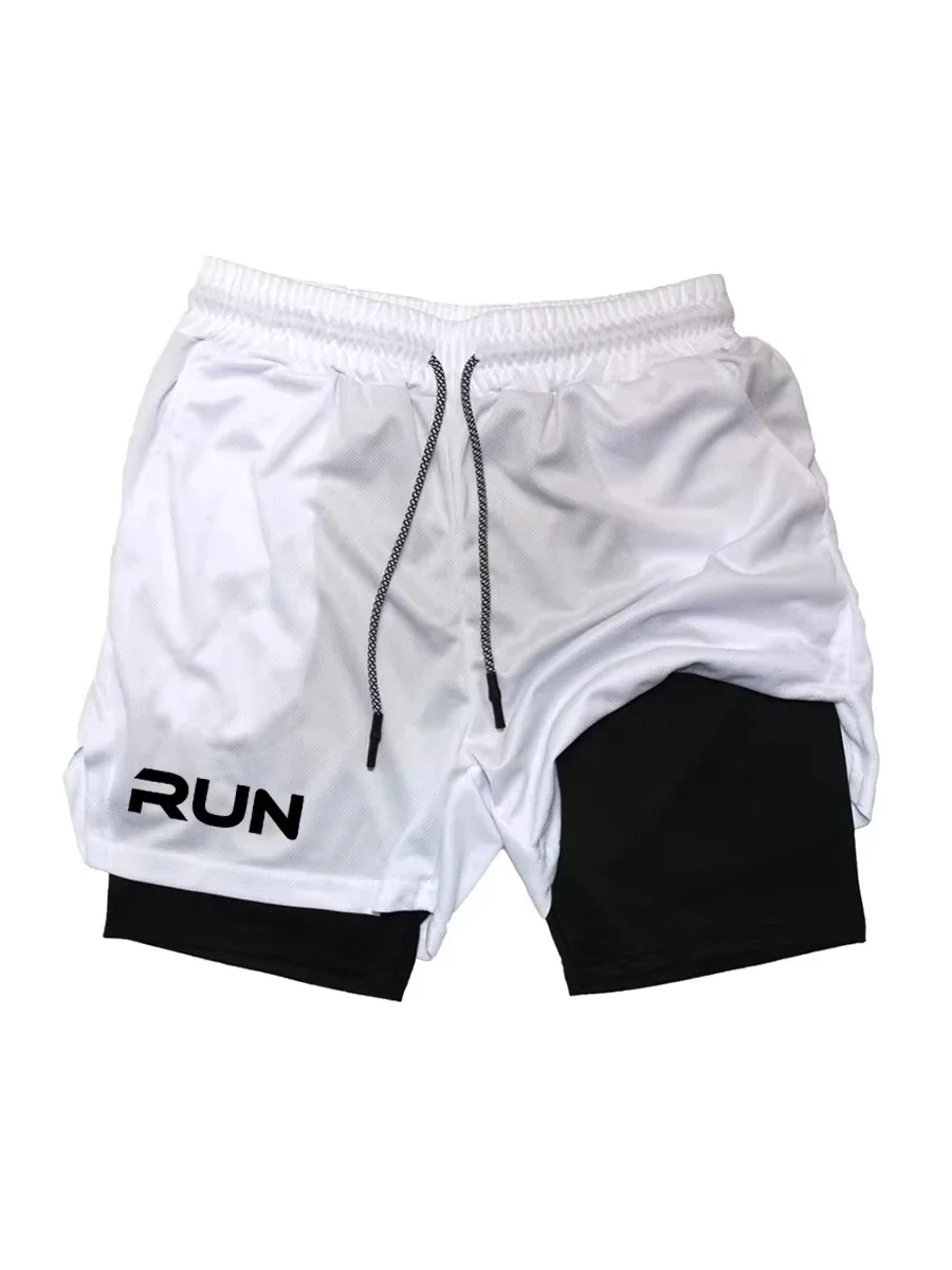 

Summer comfortable men's sports shorts 2-in-1 gym running shorts jogging casual sportswear fitness double-layer shorts