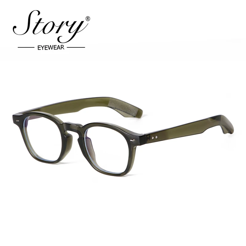 STORY Classics Rivet Blue Light Blocking Glasses Men Women Vintage Tortoise Round Anti Blue Light Eyewear Clear Glasses PS22768