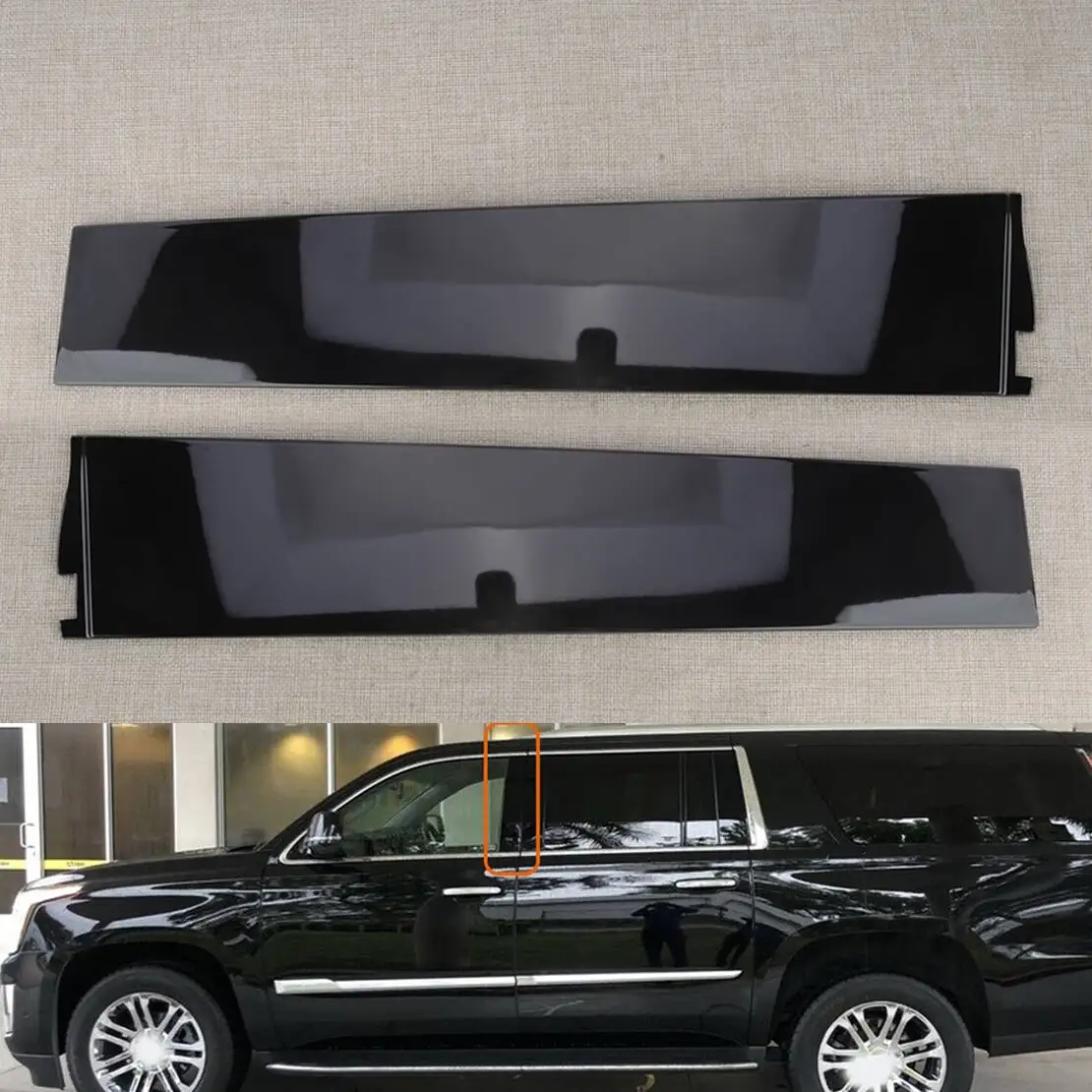 926-241 84263144 Pair Front Side Door B Pillar Window Molding Trim Cover fit for Chevrolet Suburban Tahoe Cadillac Escalade