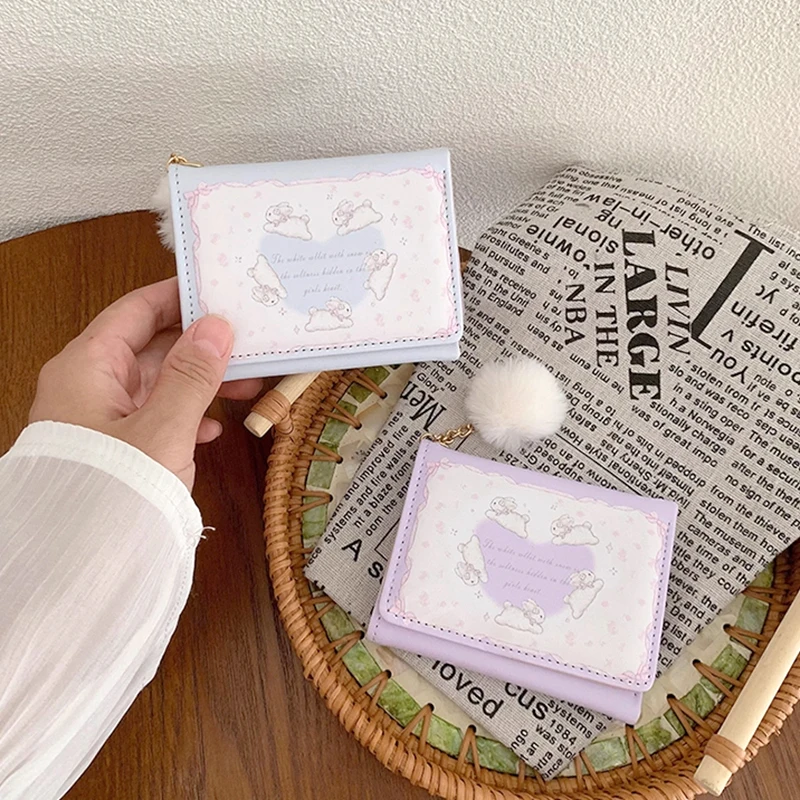 

Тонкий кошелек с милым маленьким кроликом для девочек, высокая эстетичная цена, японский кошелек для монет, милый женский кошелек из искусственной кожи с мягкой поверхностью