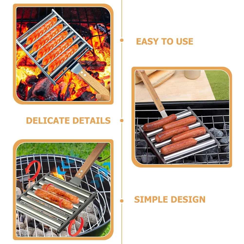 

1Set Stainless Steel Hot Dog Roller Bbq Rack Detachable Portable Outdoor Sausage Grill Camping Barbecue Skewers