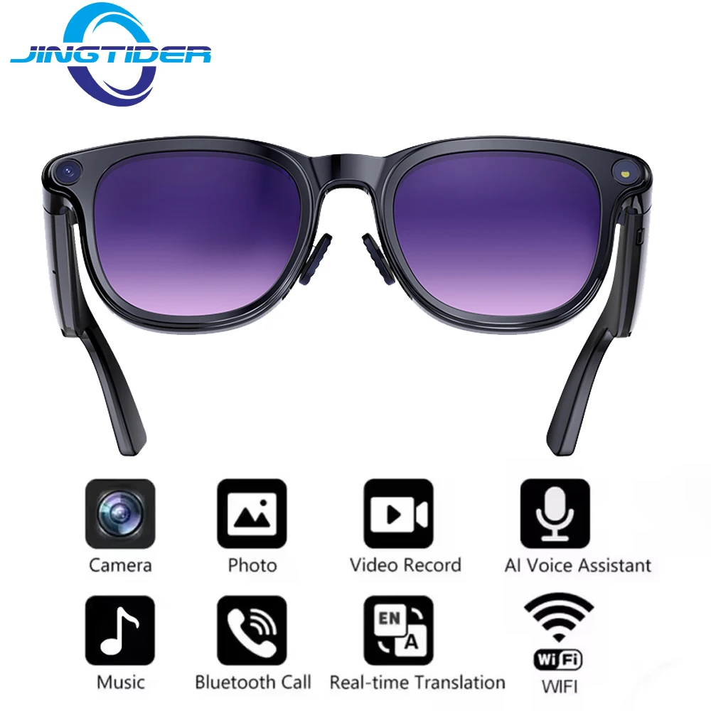 

Умные очки A2 с ИИ, камера 8 МП, запись видео 1200p, 3 объектива, перевод в реальном времени, очки для съемки с ИИ, звонки по Bluetooth, музыка