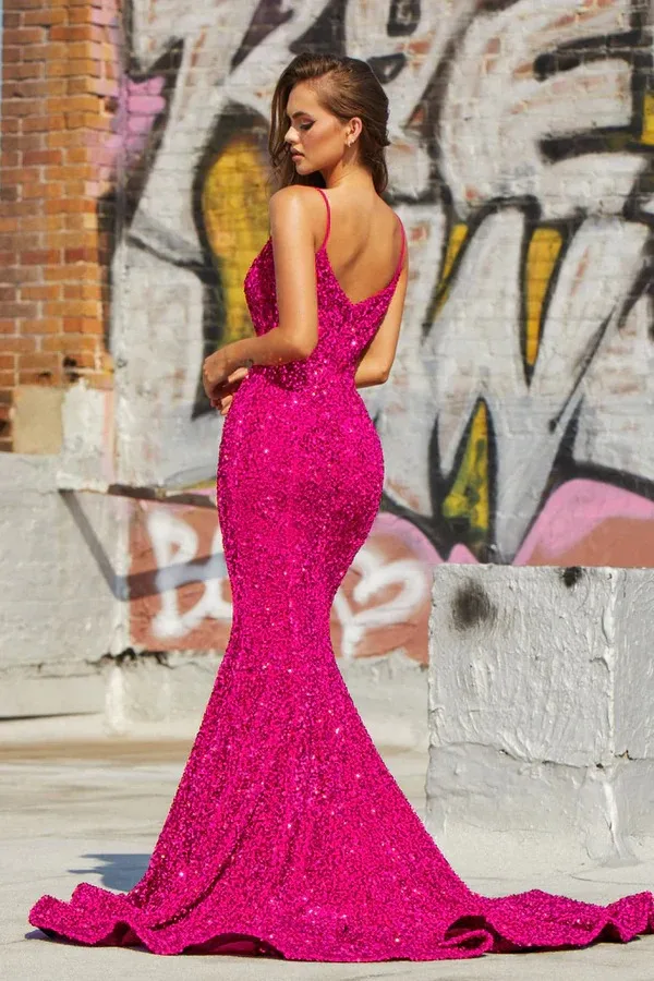 Vestidos De Gala Mermaid Prom Dresses for Women Sequin V Neck Vestidos Para Eventos Especiale Sexy Backless Party Dresses