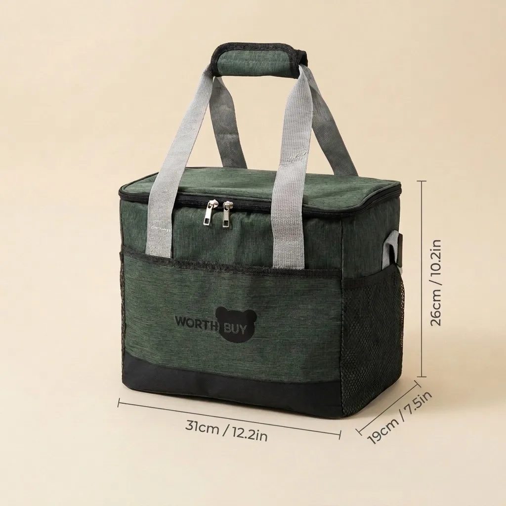 Thermische lunchtas met grote capaciteit, geïsoleerde koeltas, lekvrij Oxford, draagbare picknicktas voor mannen, vrouwen, kinderen, werk, kamperen, reizen