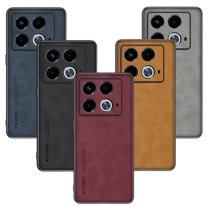 Luxury Business Leather Phone Protective Back Case for Infinix Note 40 Pro Plus X HOT 50 I 4G 5G TPU+PU Shockproof Cover Shell
