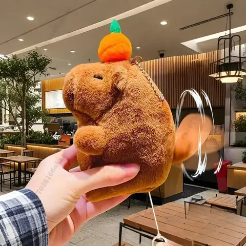 봉제 감 흔드는 꼬리 카피바라 키 펜던트, 귀여운 봉제 키 체인, 봉제 인형 장난감, 책가방 펜던트, 선물 펜던트, 1 개, 3 개, 5 개, 10 개