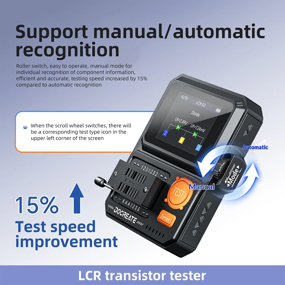 LCR-D2 Transistor Tester Component Meter Auto Recognition MOSFET Diode Capacitor ESR Test with IR Decoder Electronics Repair