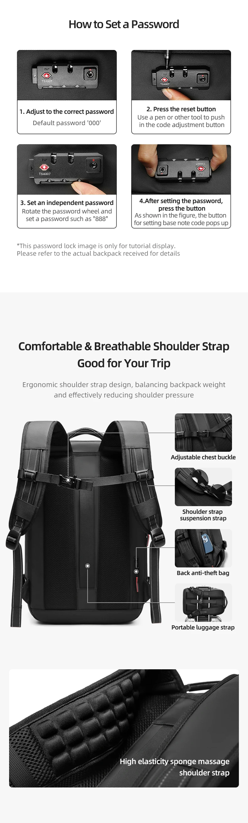Herren-Reiserucksack mit One-Click-Start-Pumpe, Vakuum-Kompression, Laptopfach, Wandern, Outdoor, 17 Zoll, erweiterbarer Schulrucksack – Detail 18