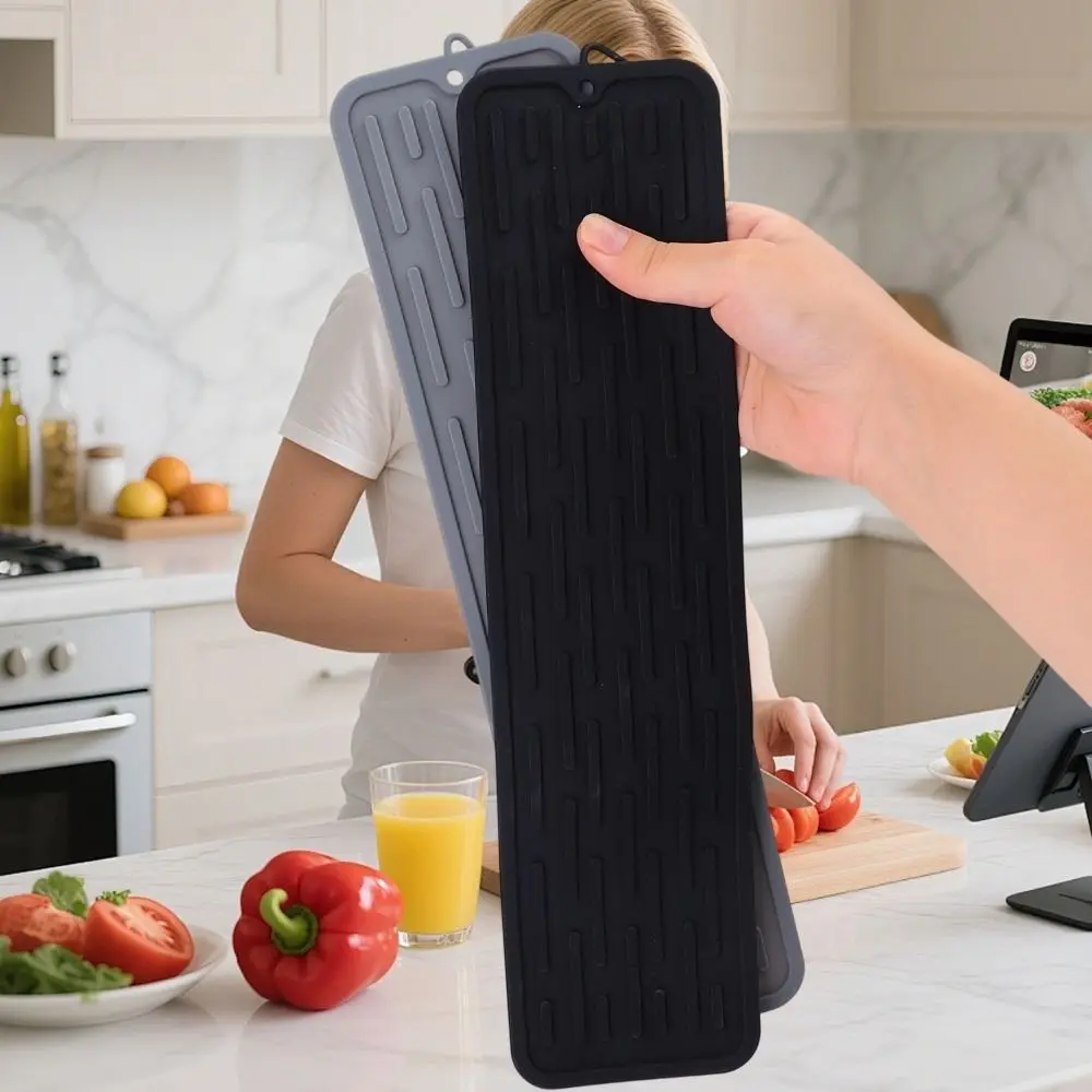 Washable Long Non-slip Mat Multifunctional Sink Water Prevent Silicone Drain Pad Bundle Design Coffee Bar Drying Mat