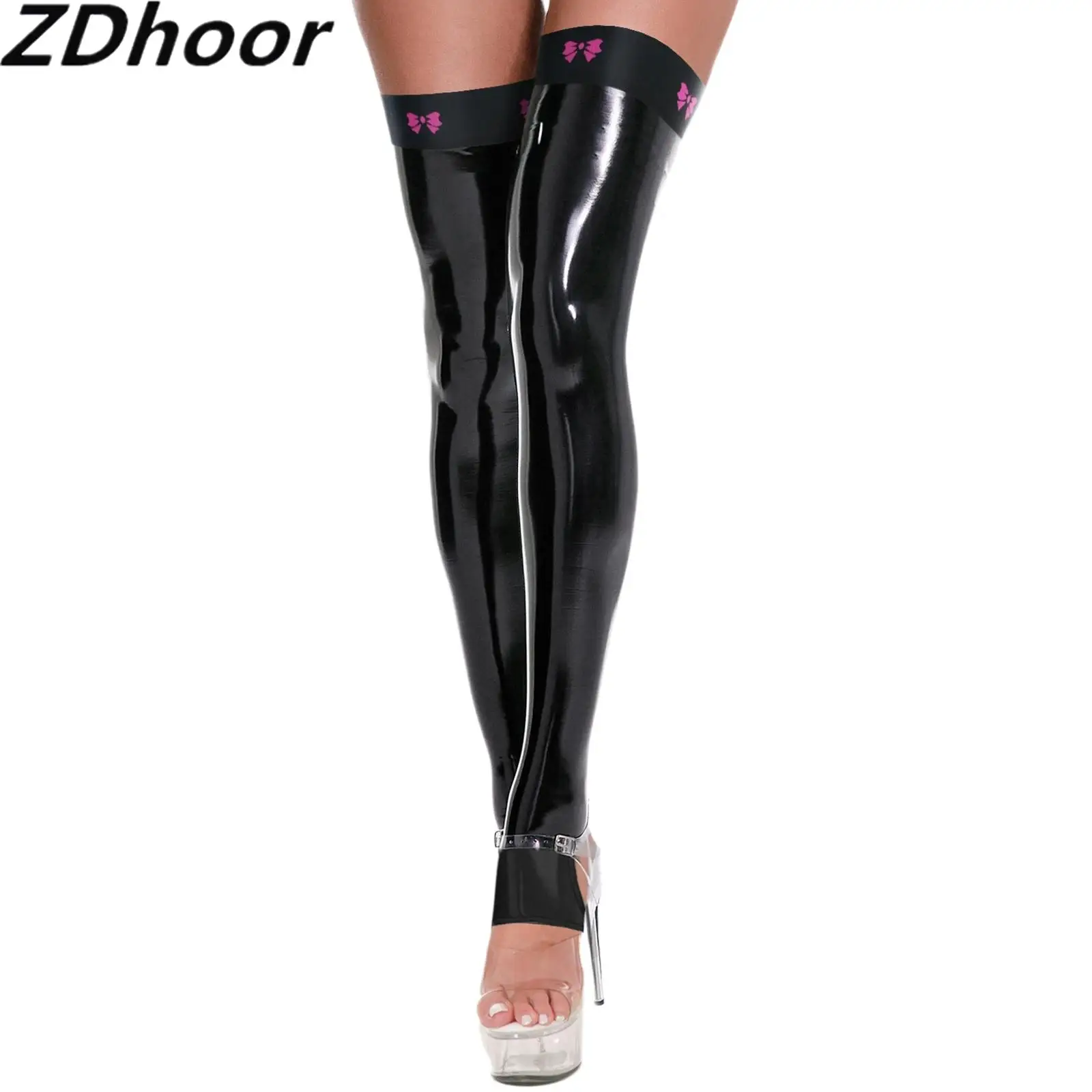 Women Shiny Thigh High Stockings Elastic Open Toe Socks Over Knee Costume Accessory for Party Club Cosplay Nightclub