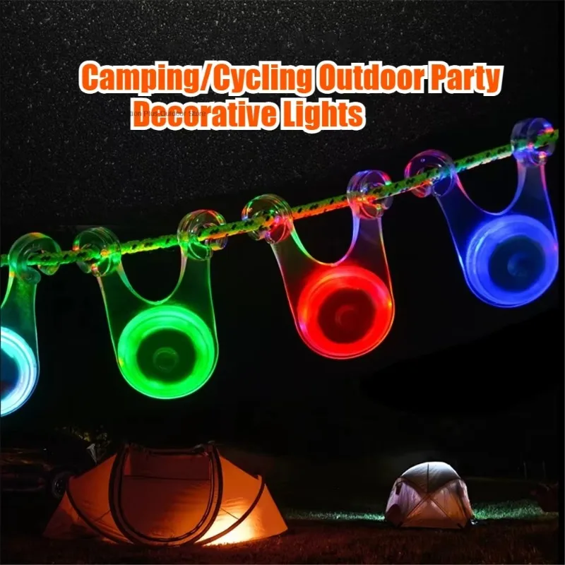 1pc Outdoor Waterproof LED Tent String Rope Guard Hanging Lights Camping Accessories Bicycle Safety Warning Rear Taillights 캠핑쉘프