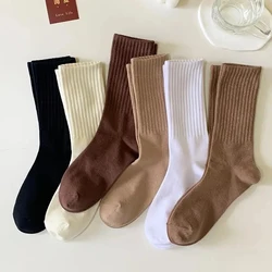 5/6 pairs Unisex Casual Plain Color Socks Fashionable Versatile Breathable Crew Socks Casual Sport Combed cotton Men Women Socks