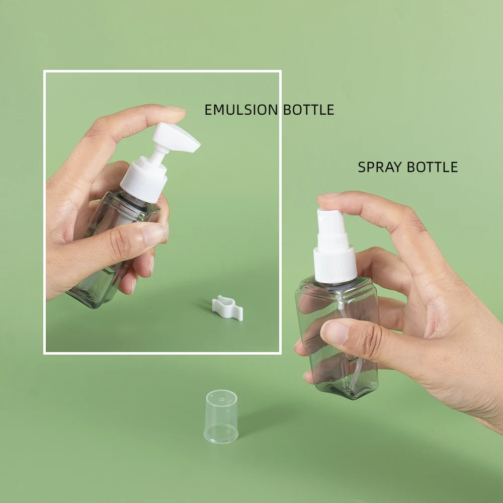 4 in 1 Empty 50ml*4 Travel Size Toiletries with a label, Plastic Travel Bottles Leak Proof, Cosmetic Conditioner and Lotion