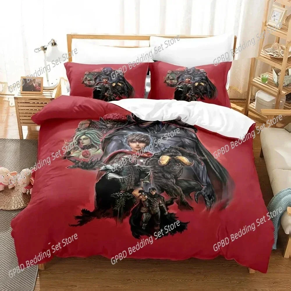 

New Print Anime Berserk Bedding Set Luxury Duvet Cover Comforter Bed Set Quilt Cover Pillowcase King Queen Twin Size Luxury