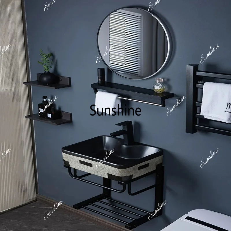 Small apartment wall-mounted washbasin cabinet combined bathroom balcony outdoor simple