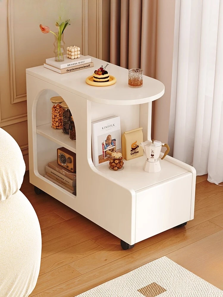 

Coffee table Cream wind small side table Living room removable trolley table Household sofa