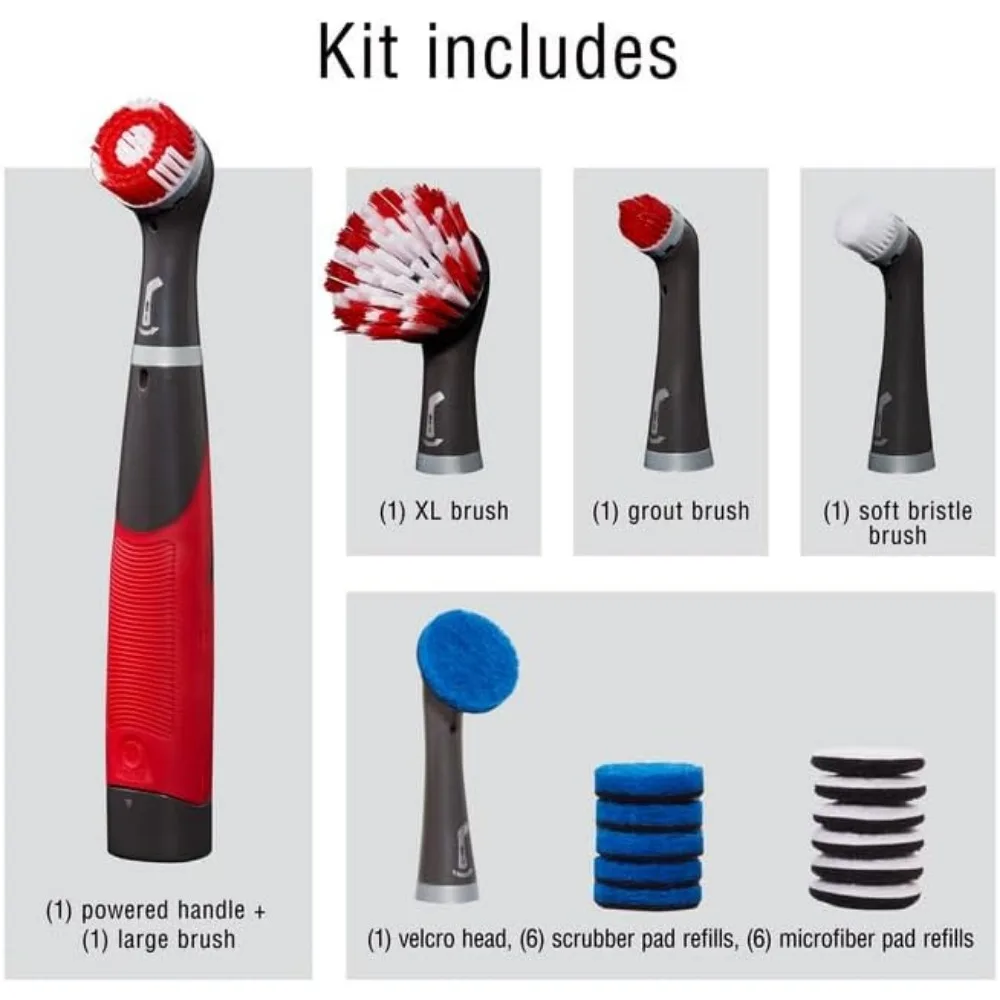 Комплект беспроводного электрического скруббера, набор из 18 предметов для домашней уборки, водостойкая, быстрая осциллирующая щетка