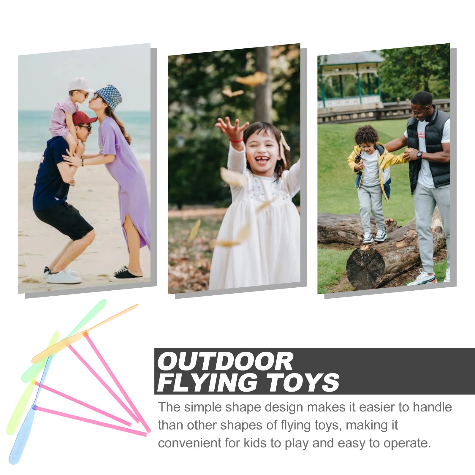 40 Pcs Hand Push Bamboo Dragonfly Park Toys Helicopter Plastic Flying Outdoor Kids Parachute Favors Children