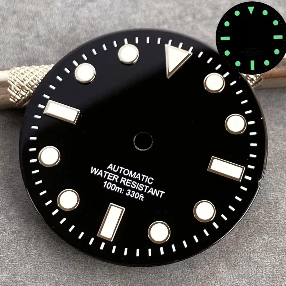 Tandorio New Mod 29mm Black 100m Water Resistant Text Watch Dial Face Parts For 