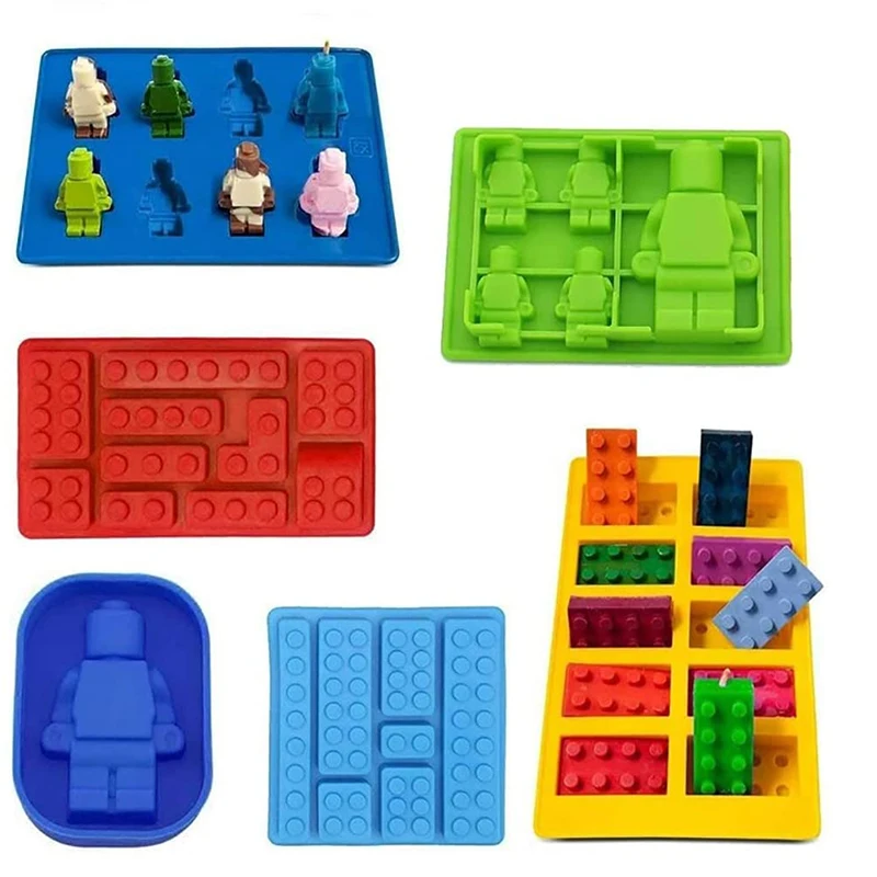 Robot Mold Chocolate Silicone Building Block Mold Ice Cube Tray for Making Melted Chocolate Fudge Jelly Dome Mousse