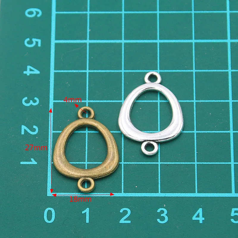 20PCS 18*27mm Wholesale New Product Two Color Oval Charms Geometry Connector Jewelry Metal Alloy DIY Marking