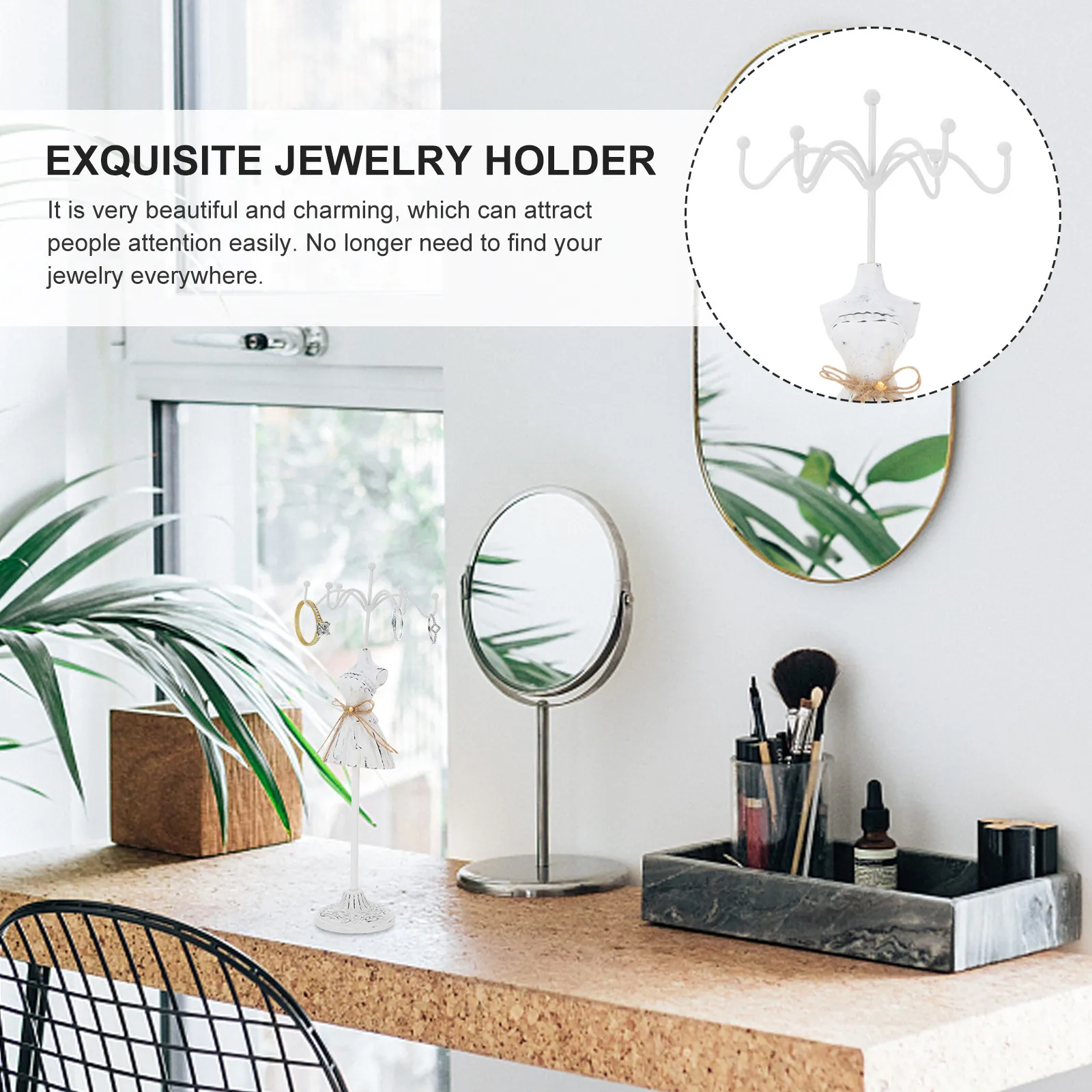 

1Pcs Rotating Jewelry Display Stand Vintage Style Necklace Earrings Holder Organizer Storage Rack Shelf for Rings Bracelets