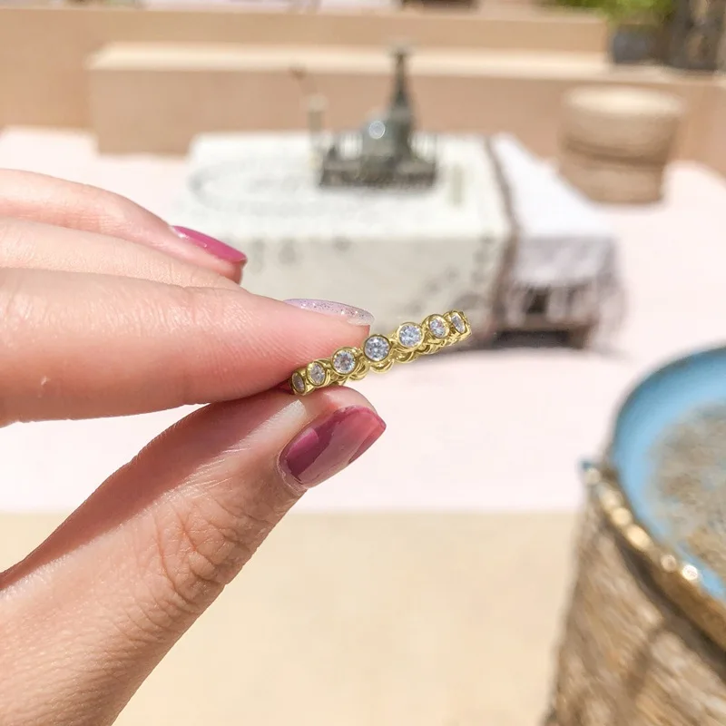 Lnngy Zertifizierter D-Farbton VVS1 3mm Moissanit Stapelbarer Ewigkeitsring 14k Gold Filled Eheringe für Frauen Funkelnder Schmuck – Detail 3