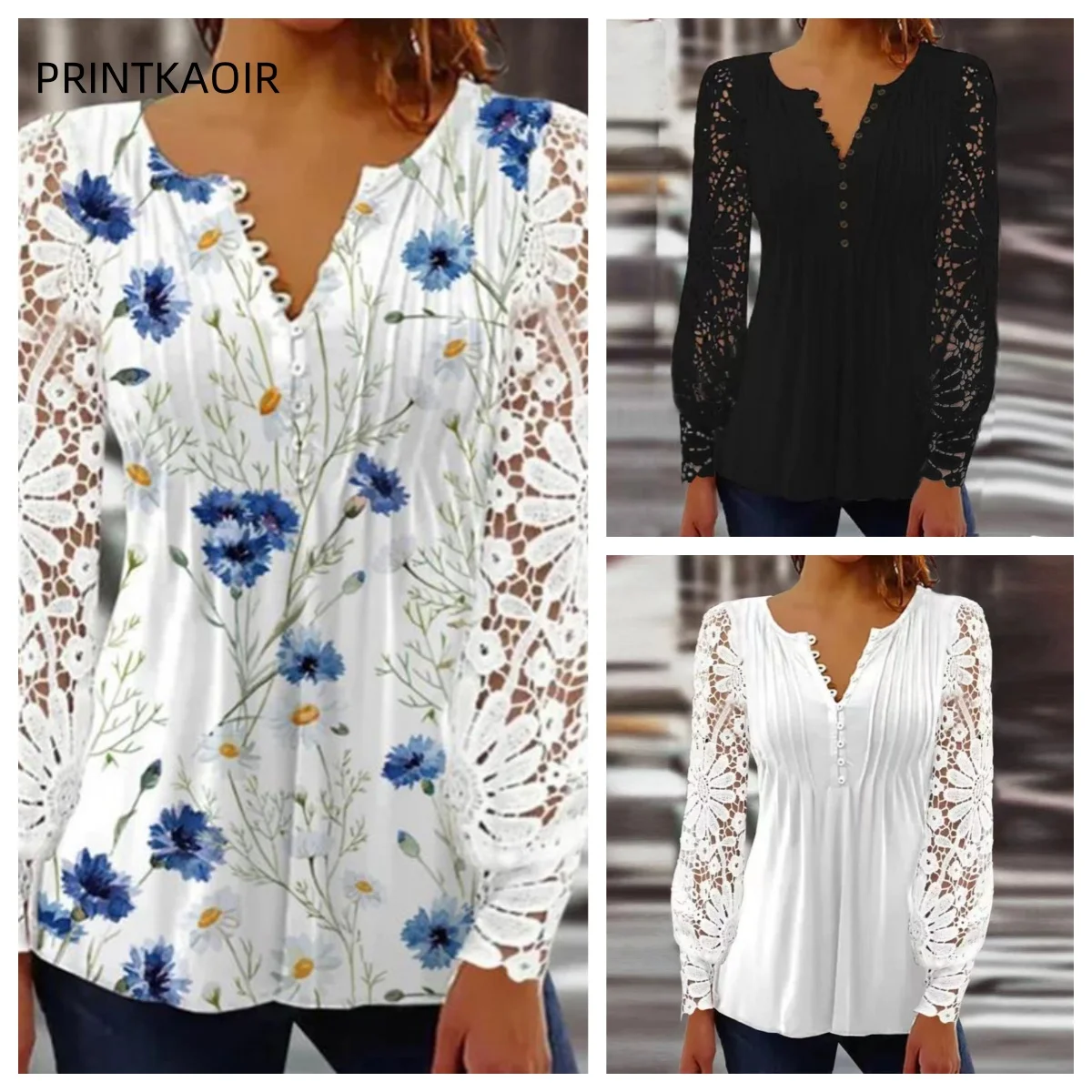 

Vintage Shirt Women Short Sleeve Sexy Lace Shirt V Neck Casual Loose T-shirt For Women Office Lady Tops Summer Tee