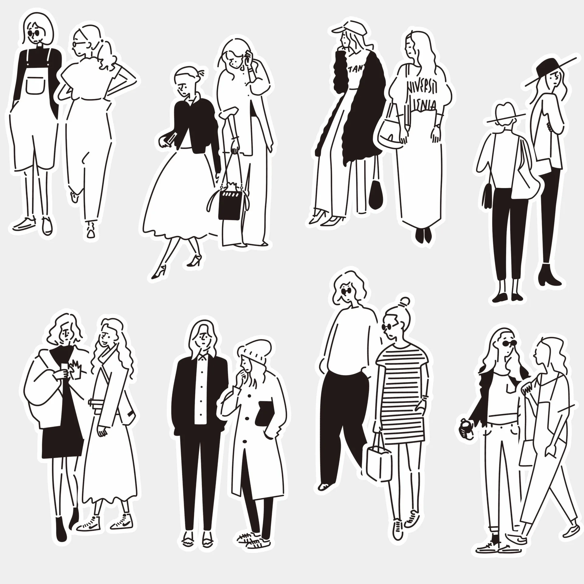 63Pcs Vintage Black White Fashion Girl Scrapbooking Stickers DIY Junk Journal Planner Collage Sticker Diary Album Decoration