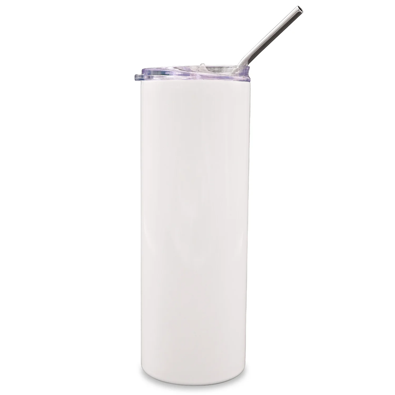 

CALCA 25 Pack 20oz Straight White Sublimation Tumbler Blanks w/ Straw and Flip Lid/Vacuum Insulated Double Layer 304 Stainless