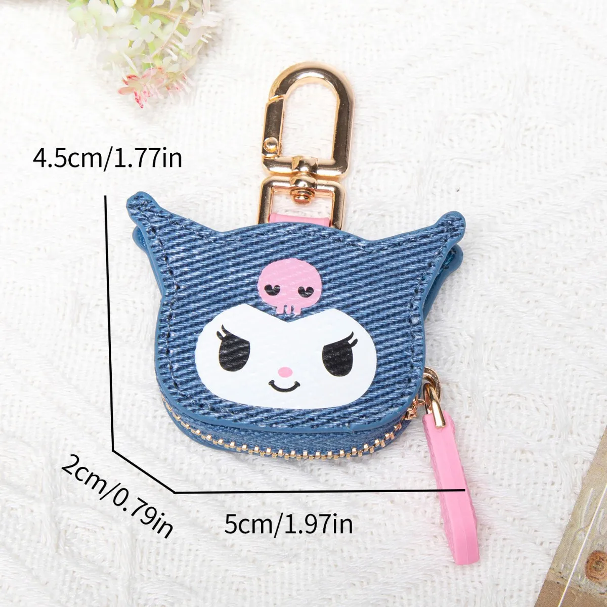 Monedero de cuero PU Kawaii Kuromi, bolsa para llavero, bolsa de almacenamiento para auriculares, billeteras portátiles para llaves, regalos de cumpleaños