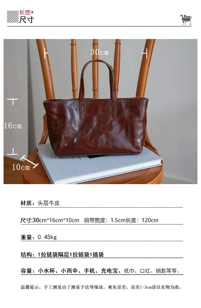 PNDME lässige, handgefertigte Vintage-Handtasche aus Rindsleder, erste Schicht, Damenhandtasche, schlicht, modisch, luxuriös, aus echtem Leder, Damen-Umhängetasche. – Detail 2