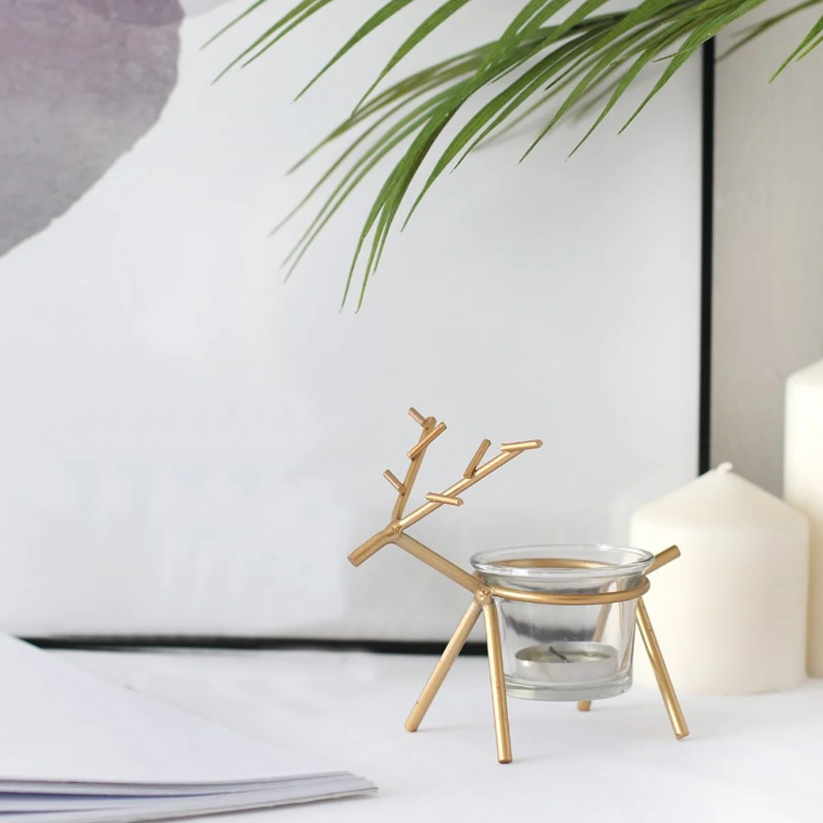 

2Pcs Deer Head Holders Nordic Vintage Rack Home Decoration Desktop Adornment Candlestick Holders