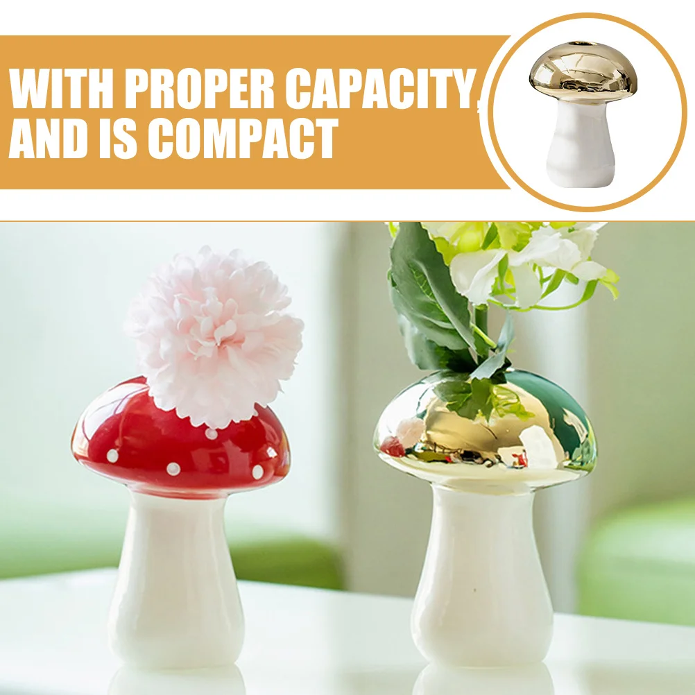 

Creative Ceramic Vase Mushroom Flower Porcelain Small Unique for Flowers Desktop Floral Shape Mushrooms