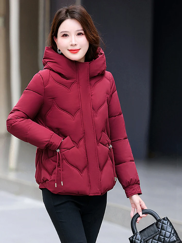 

Autumn Winter ort Casual Loose plus Size Hooded Warm Cotton Jaet Women Versatile Cotton Coat Trendy Commute Sle Korean ...