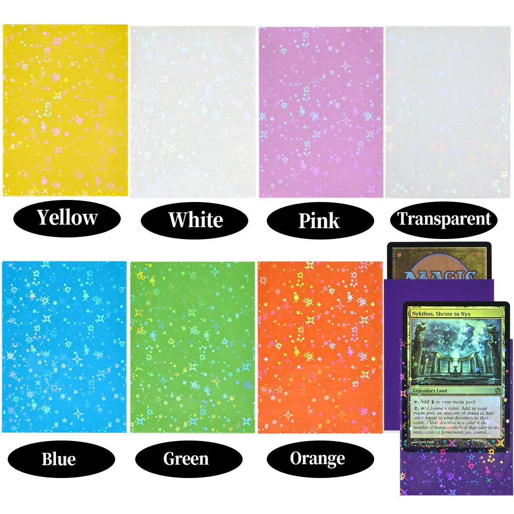 

60 шт., звездные лазерные голографические игровые карты, рукава стандартного размера, защита для торговых карт TCG/MTG, щит, волшебная крышка для карт 66x91 мм